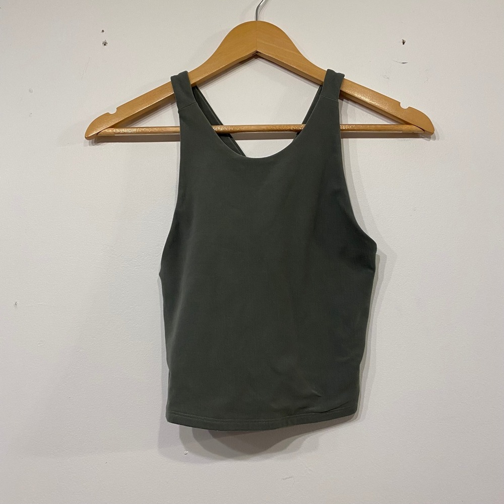 Abercrombie & Fitch Women XS Green Cross Back Active Crop Unpadded Tank Top